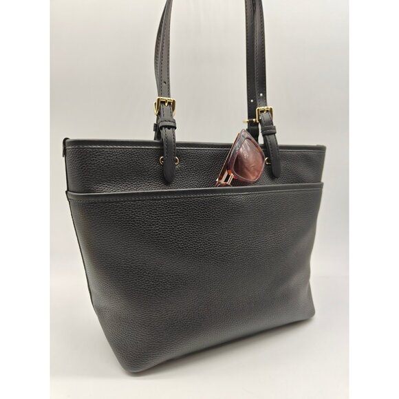 MICHAEL KORS Winston pebbled leather zip top women's large tote bag - BLACK - Picture 6 of 11